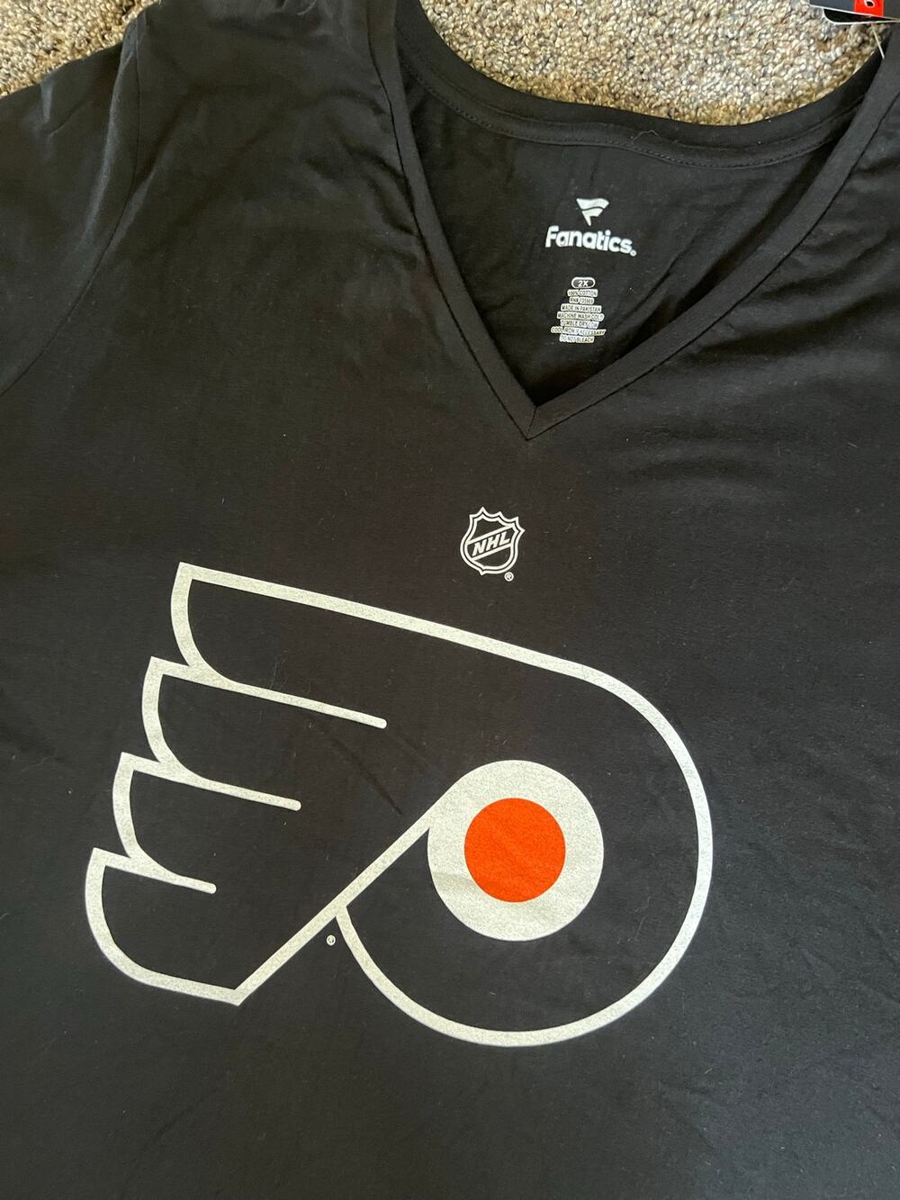 Fanatics Women's NHL Philadelphia Flyers #79 Hart V-Neck T-Shirt Black 2XL (NWT)